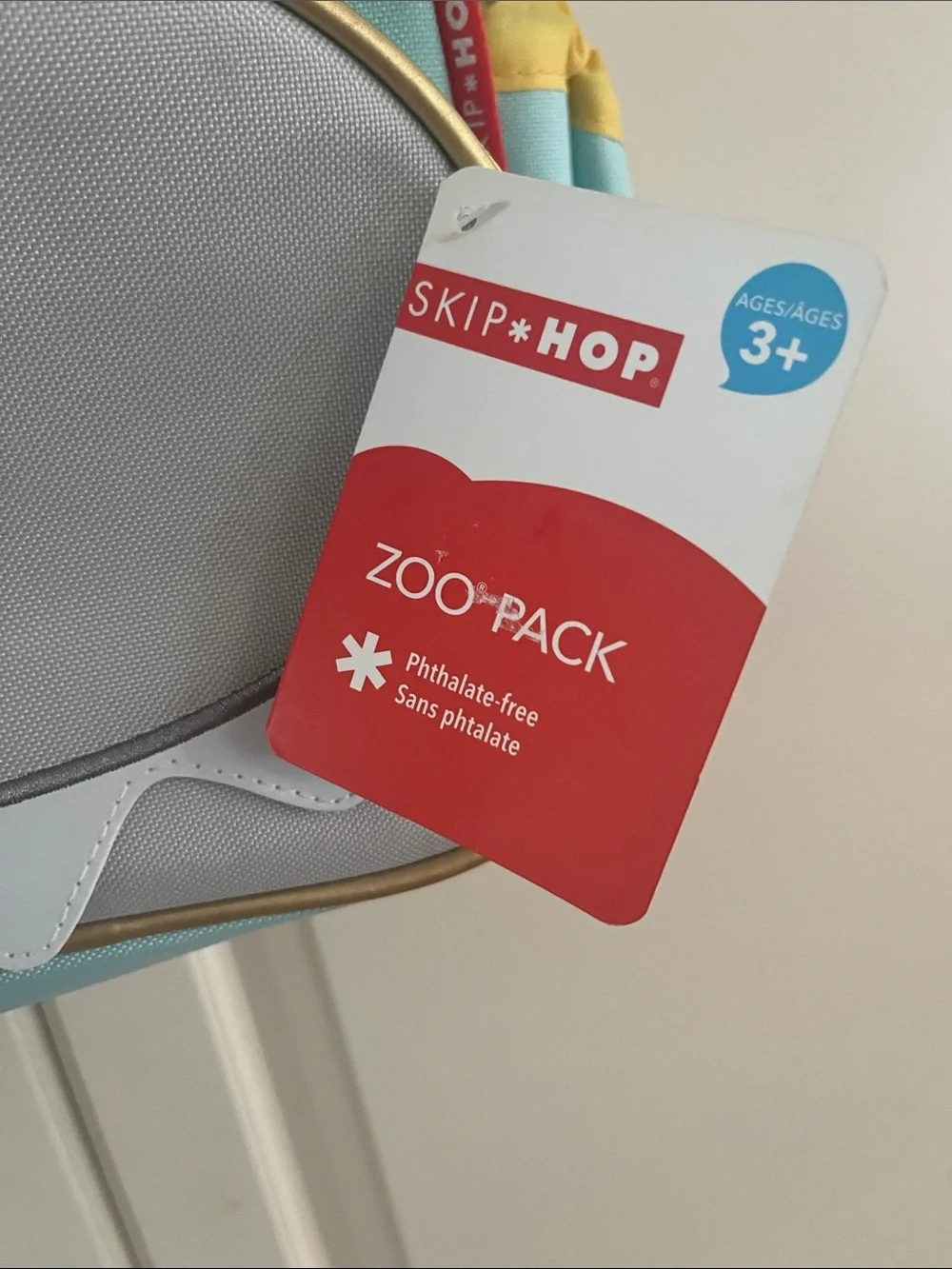Skip Hop Shark Kids Backpack in Aqua and Gray with Yellow Accents
